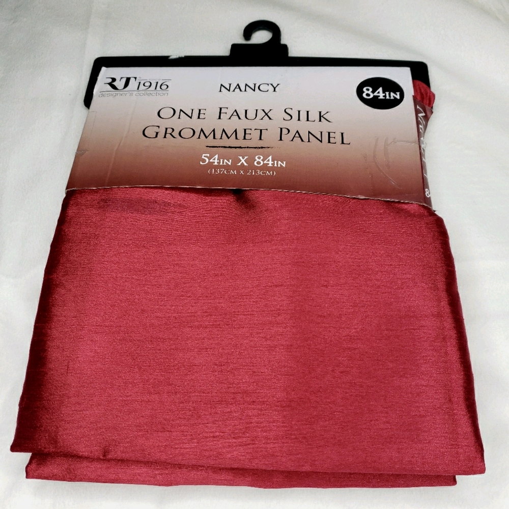 RT Curtain Panel Burgundy Faux Silk Grommet One Single Panel 54" x 84" NEW